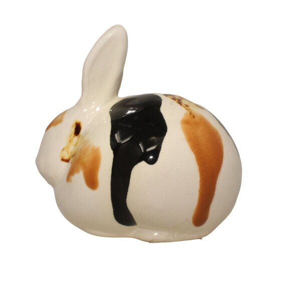 VTG Handmade Pottery Multicolored Rabbit Bunny Rolled Cotton Holder Bathroom - Picture 6 of 10